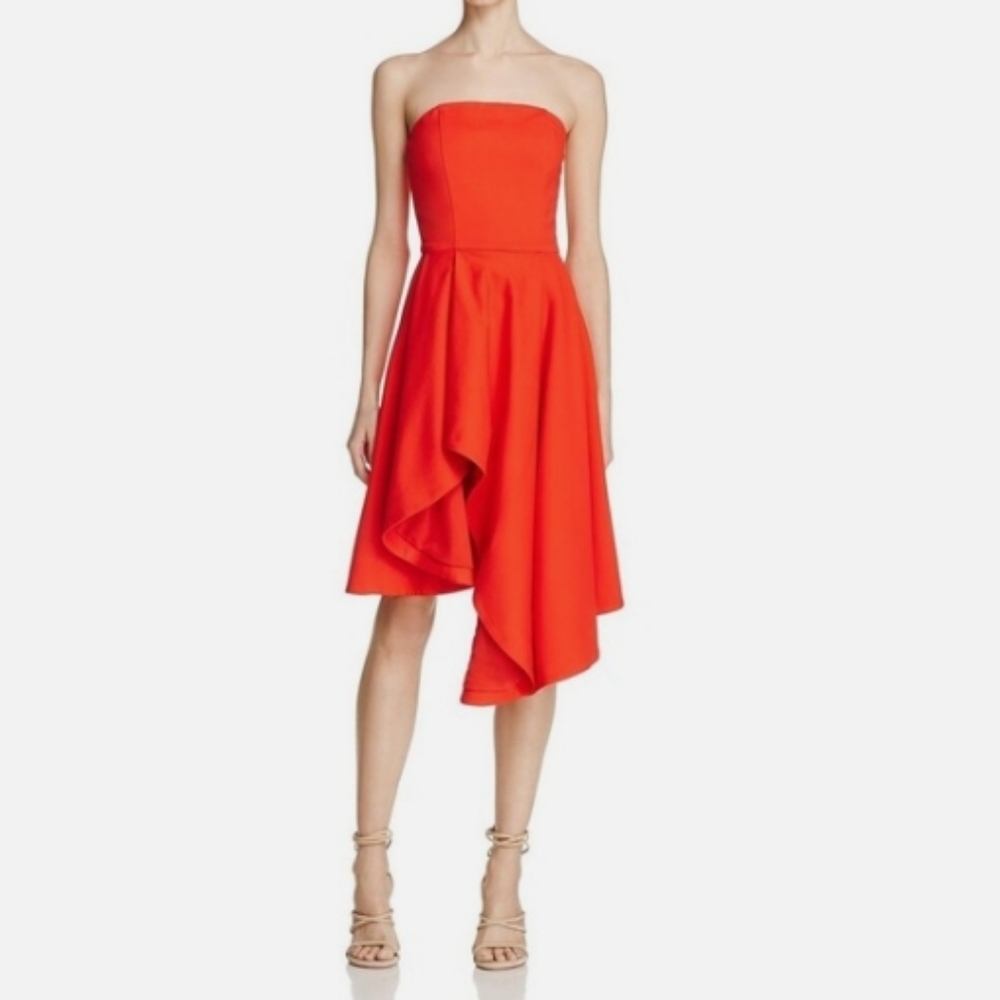 NEW Elliatt Origin asymmetrical strapless red Cocktail Dress Large